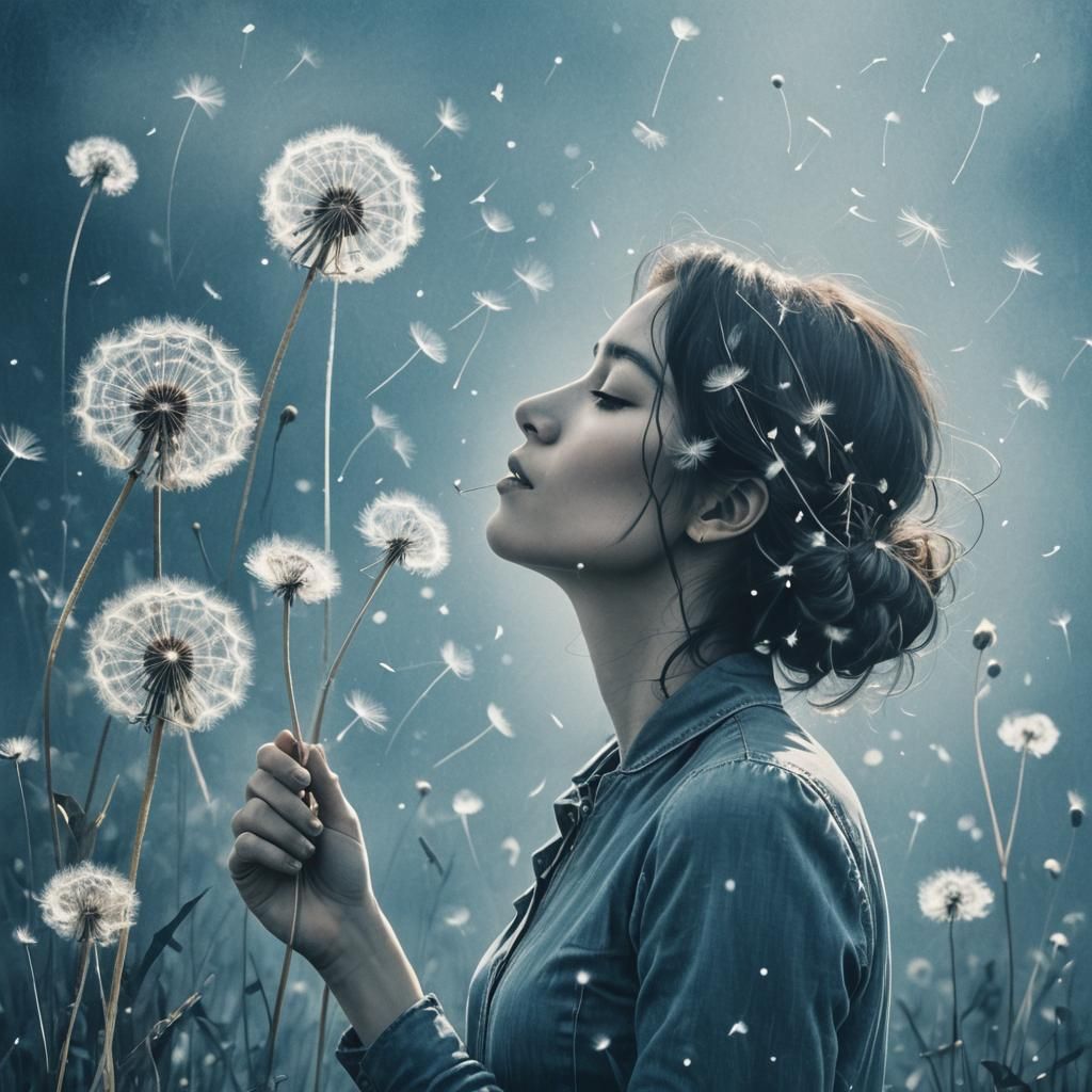 Dandelion Fairy Dust in Cyan Hues