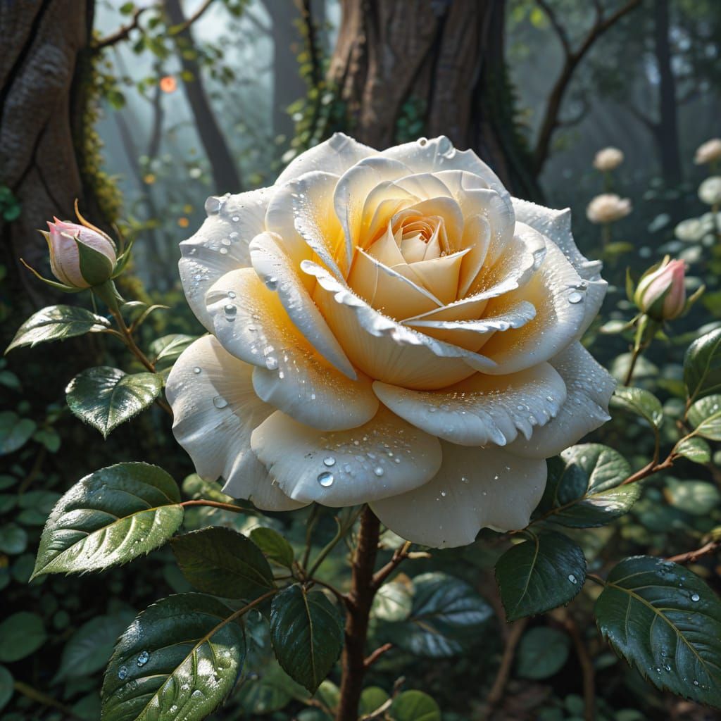 Hyperrealistische Rose in 3D, Intricately Detailed, Glühende...