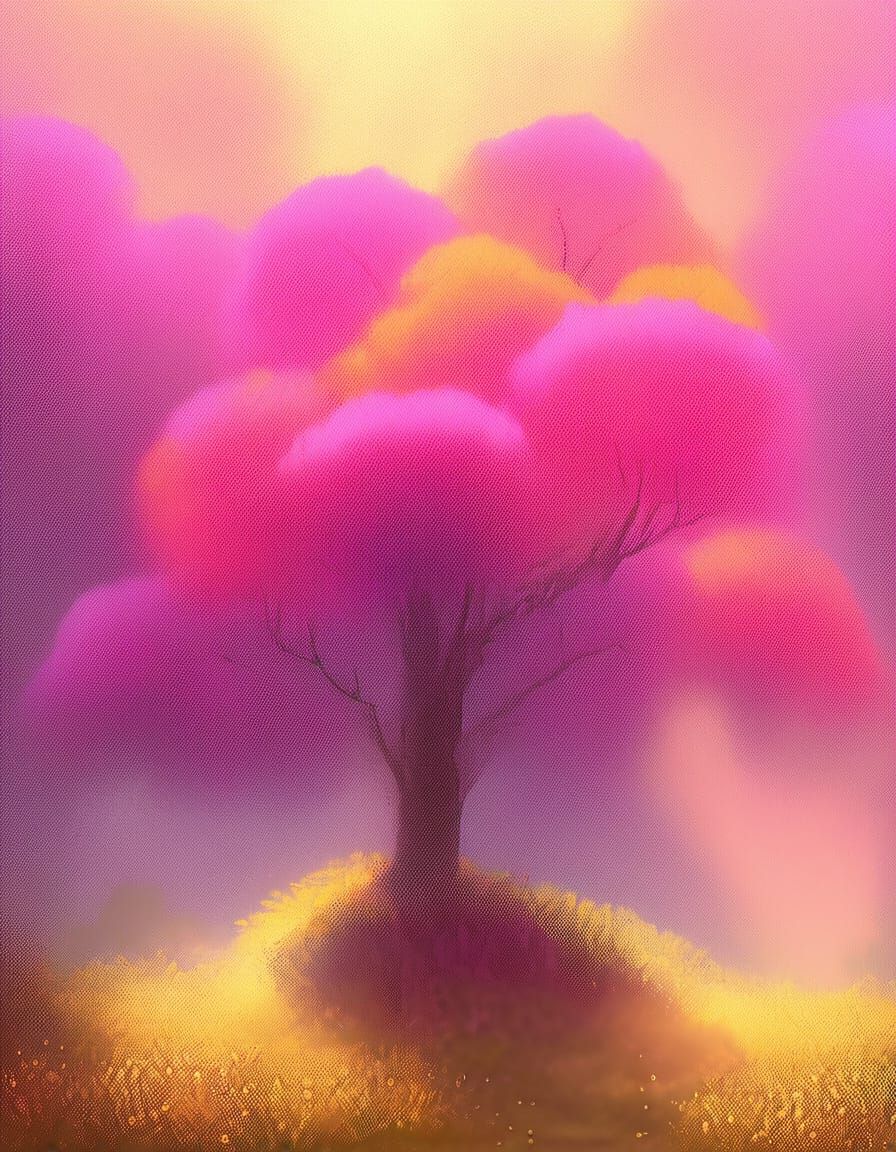 Enchanting Spring Tree in Golden Hour Light