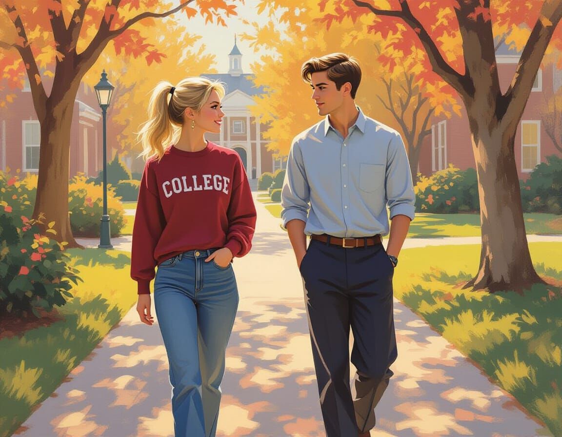 Vibrant Campus Scene in Impressionist Style