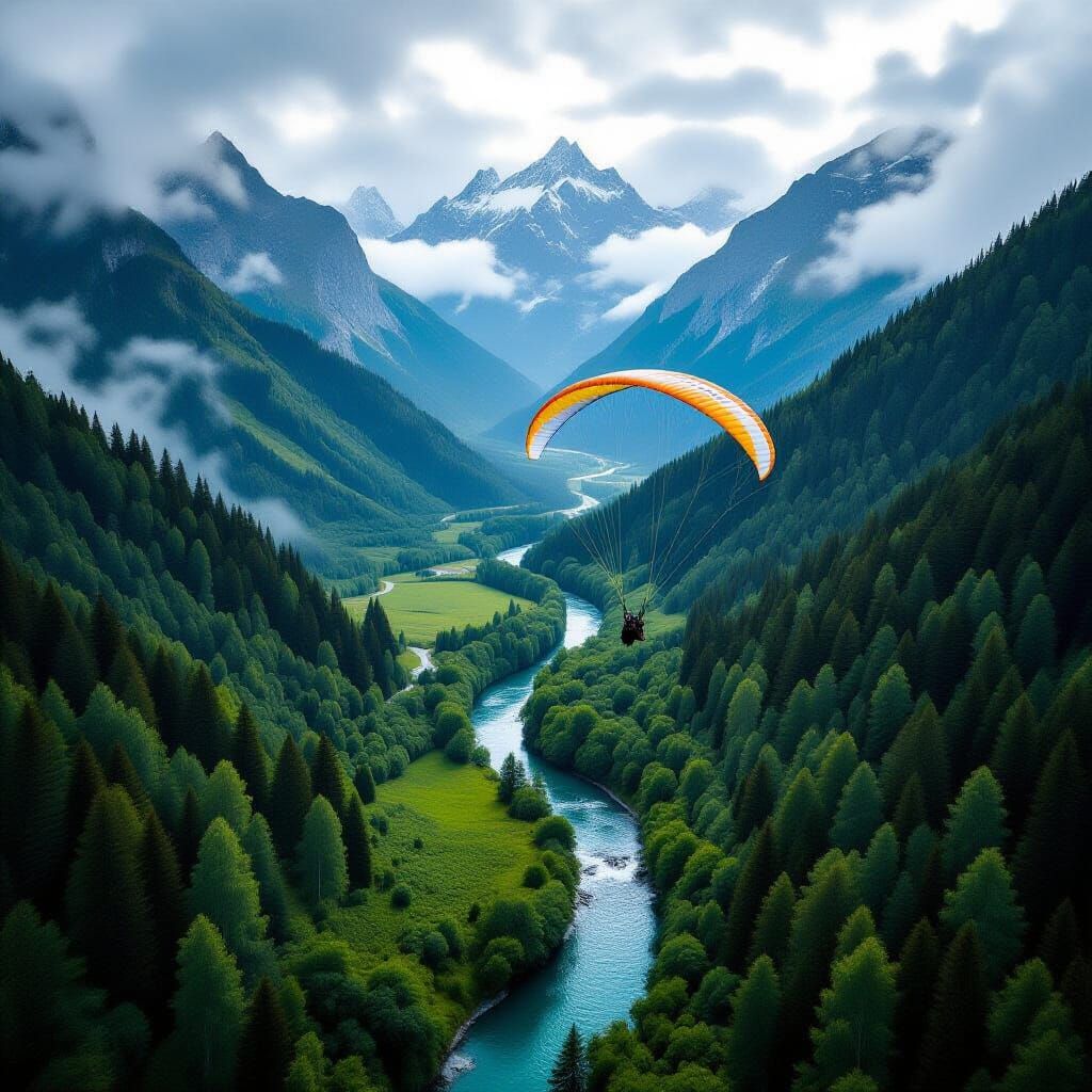 Breathtaking Aerial Valley with Paraglider in National Geogr...