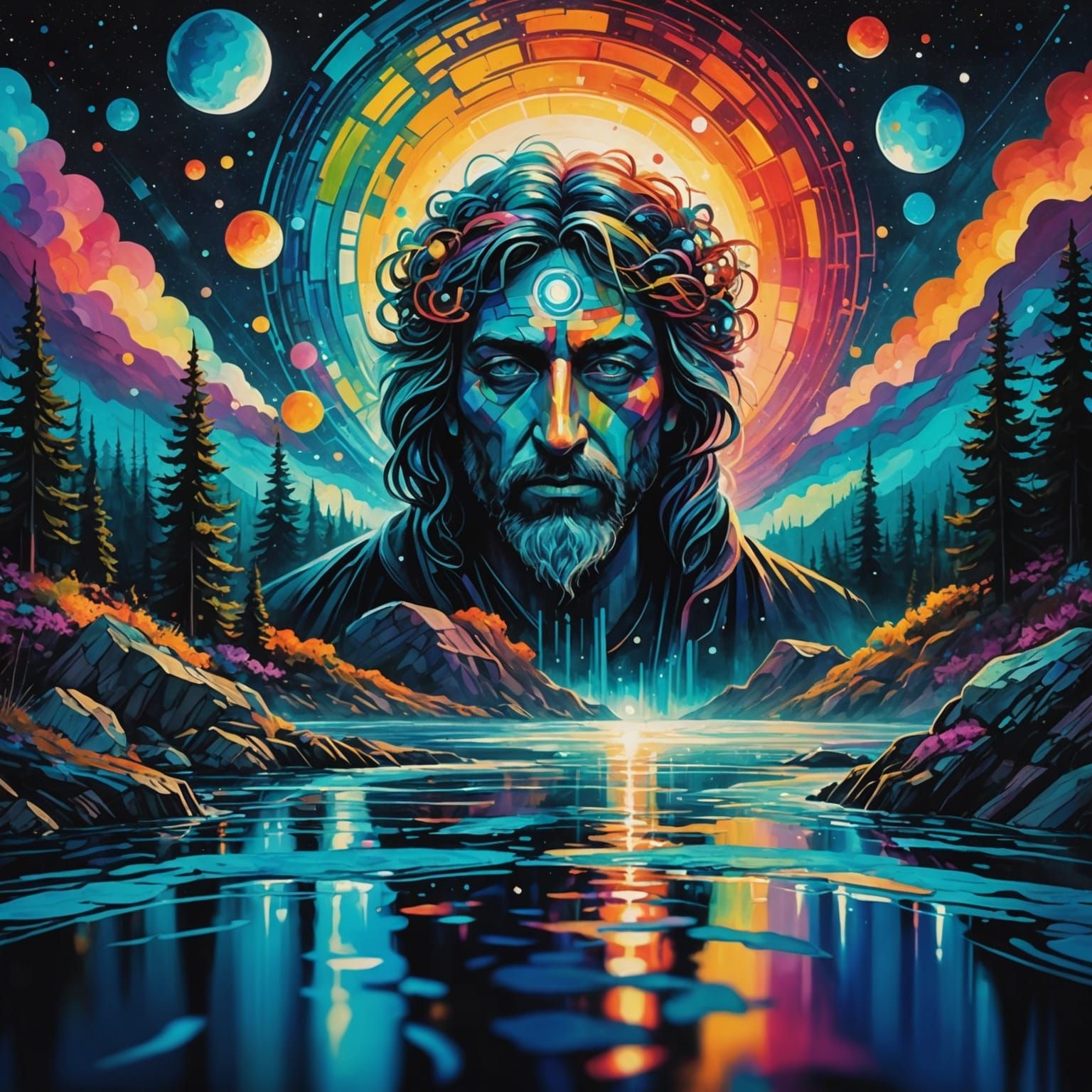 Psychedelic River of Justice in Hyperrealism