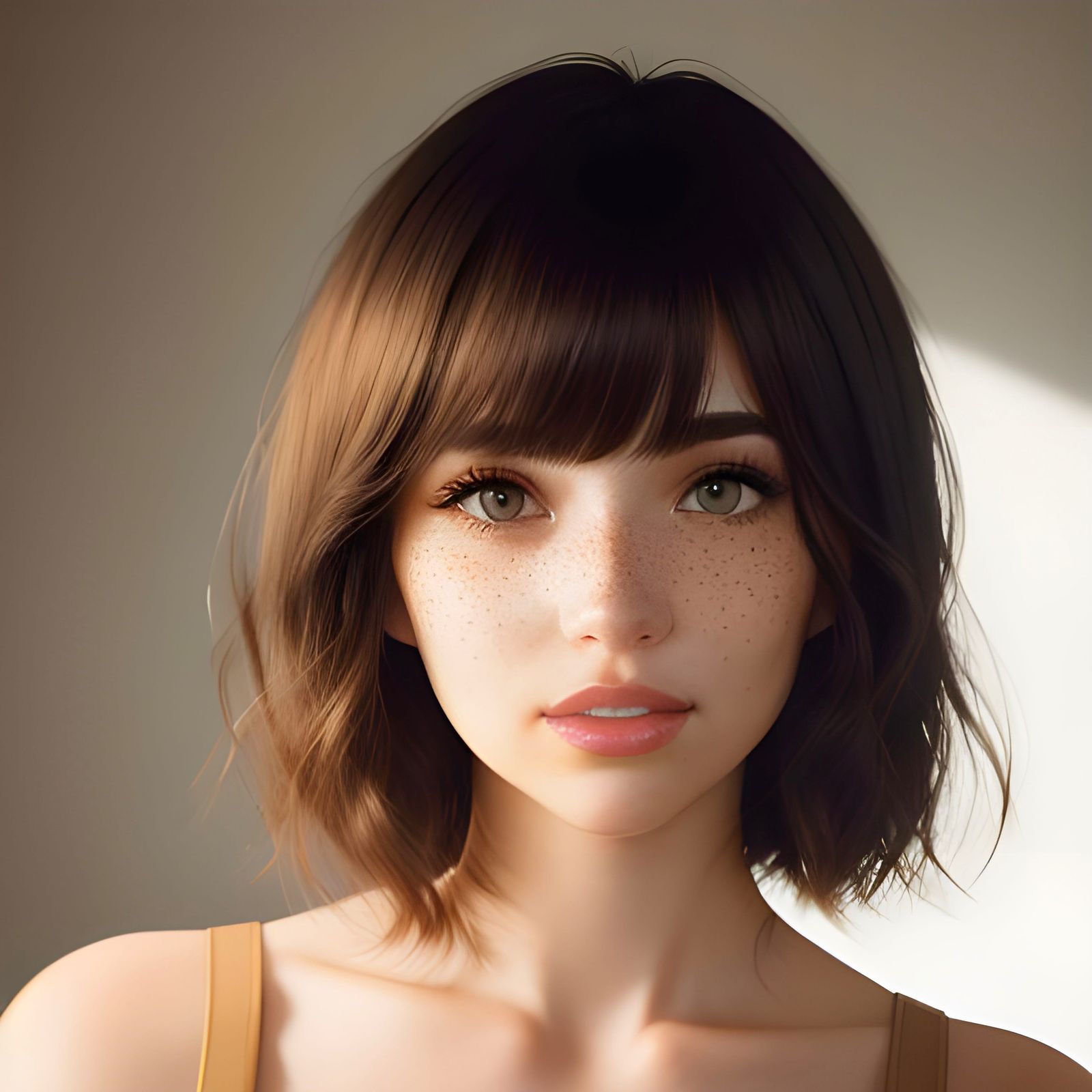 Portrait of Woman with Bob Cut in Natural Light
