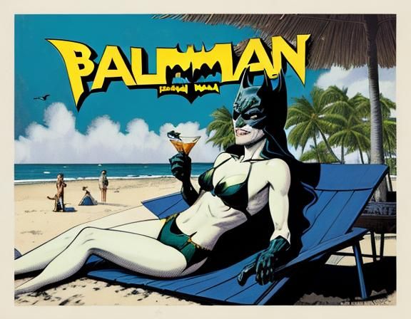 Batman on Vacation: Retro Comic Art Poster