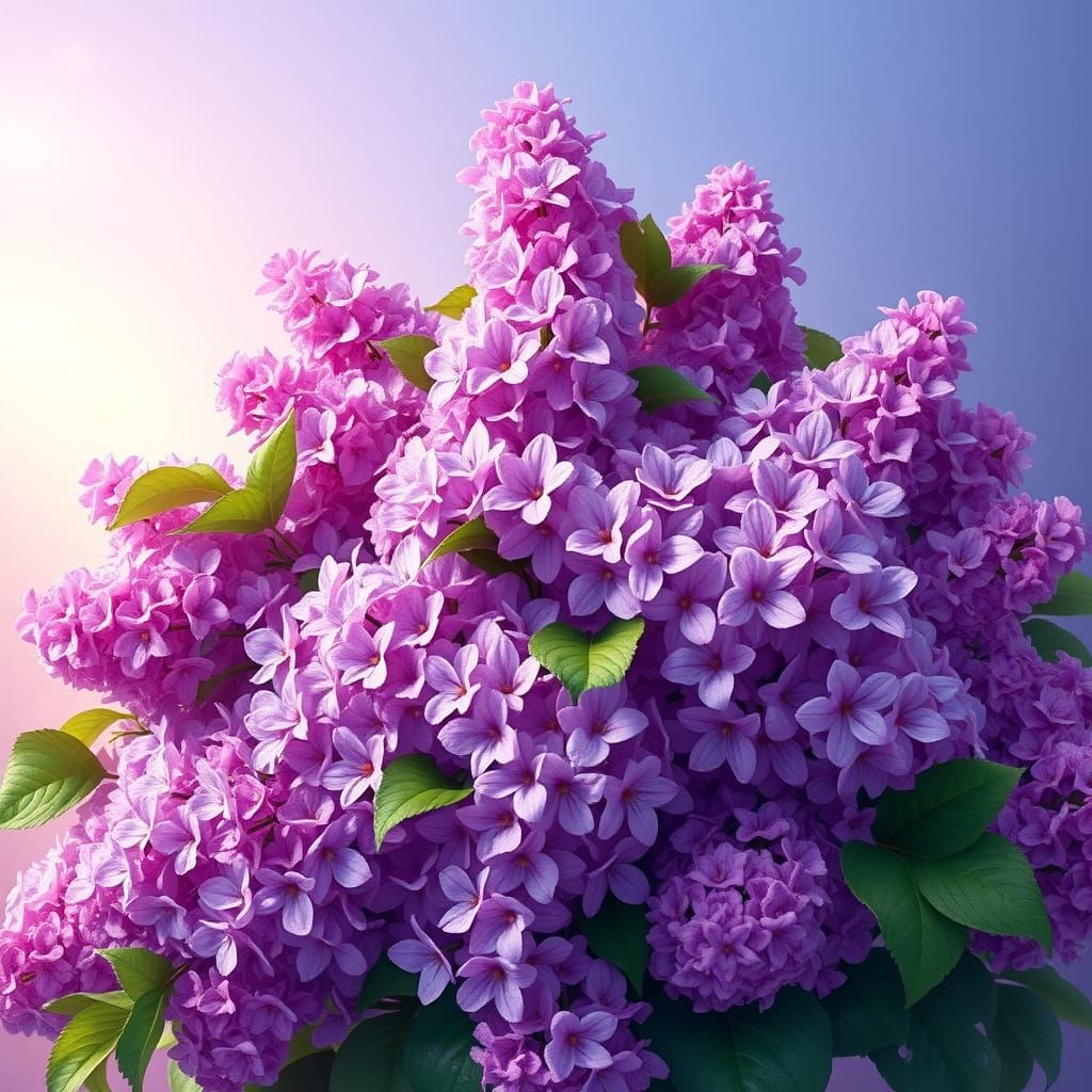 Dreamlike Lilac Bouquet in a Gradual Blue-Purple Light