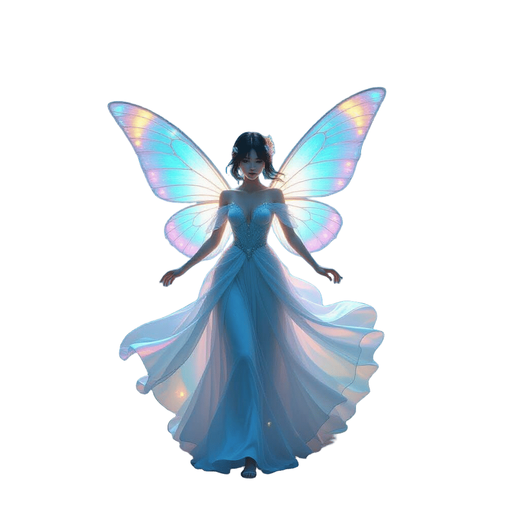 Ethereal Girl Dancing in Bioluminescent Forest