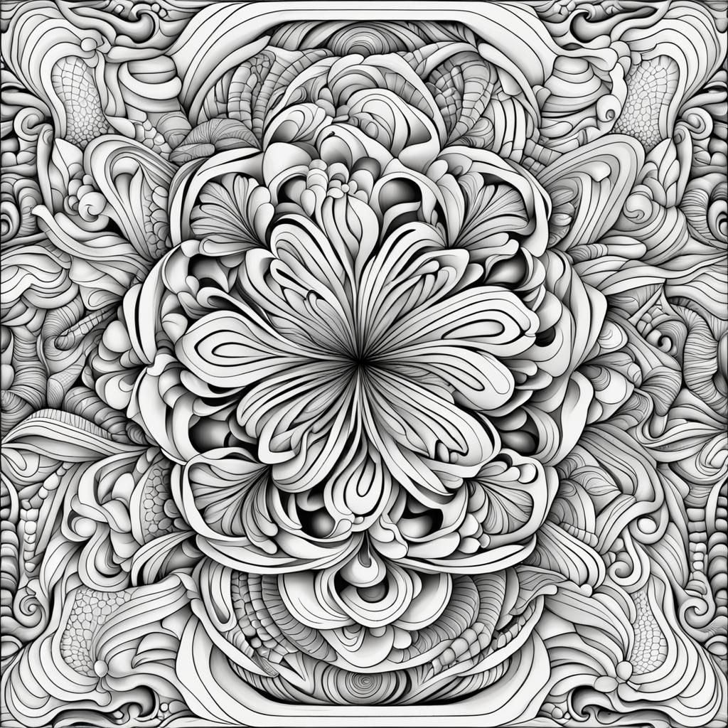 Coloring Book Page: Abstract White Fractal Design