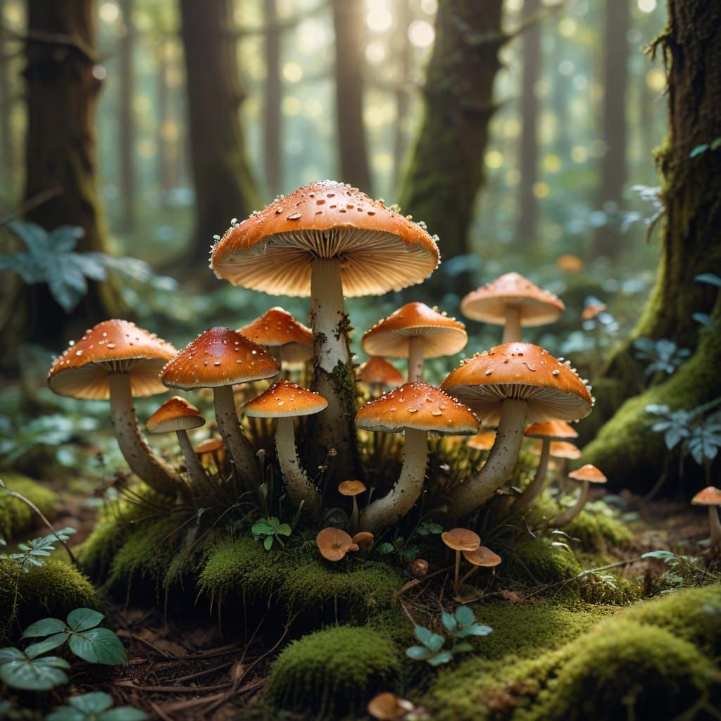 Enchanting Fairy in Luminous Mushroom Grove