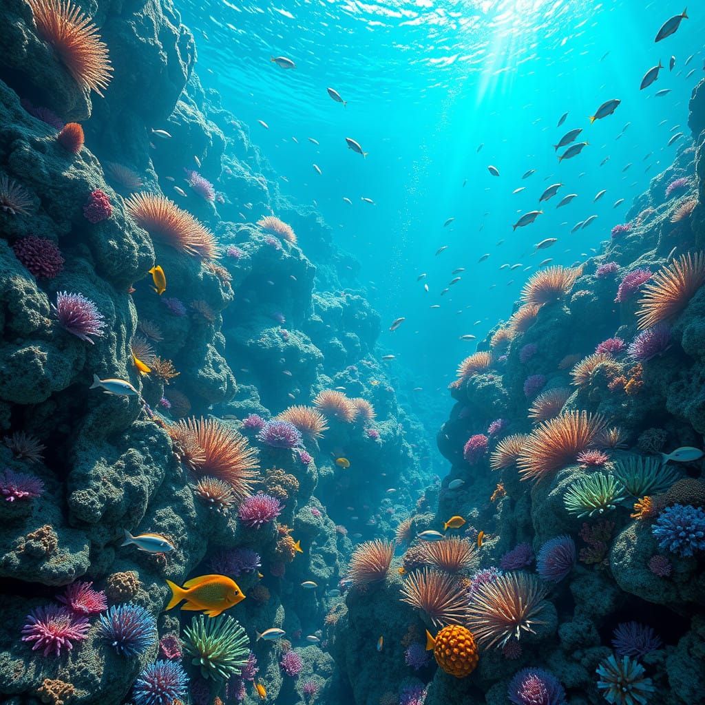 Vibrant Coral Reef Scene in a Cinematic Style