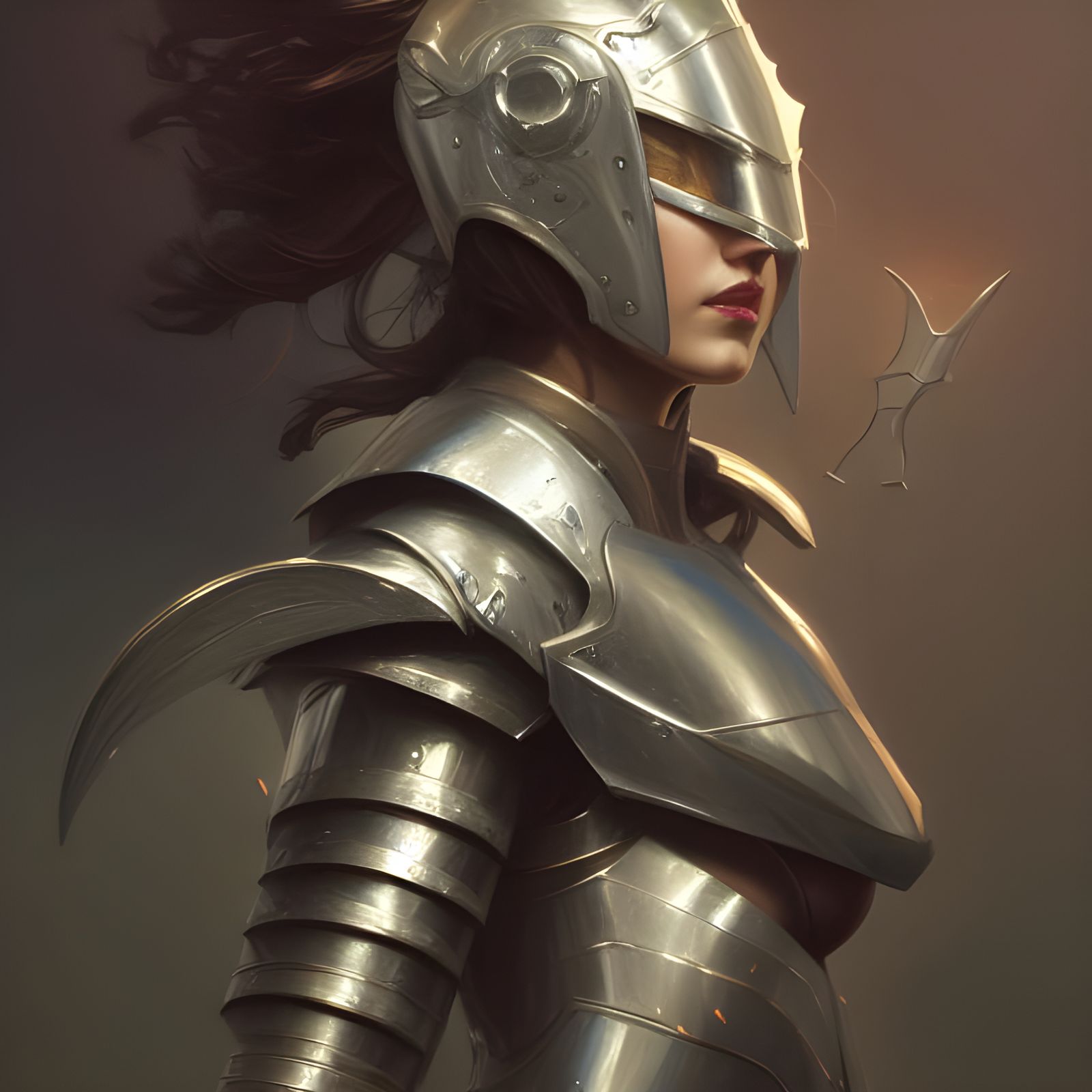 Photorealistic Female Knight in Nature Armor