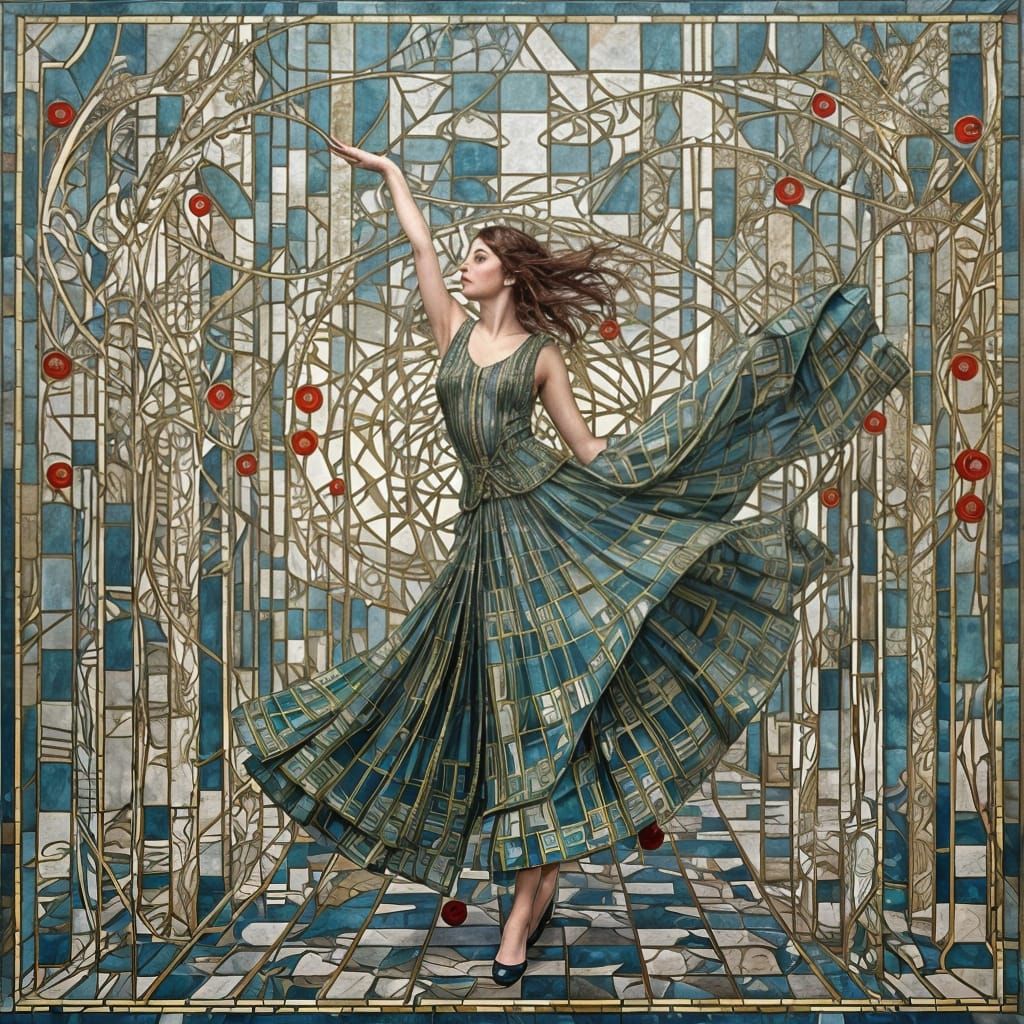 Chromatic Dancer in Bauhaus Art Deco Style