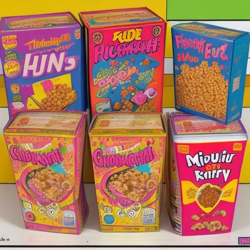 Retro Cereal Boxes in 80s Style
