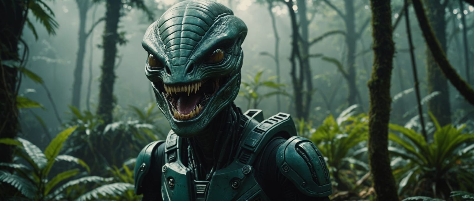 Adventurer Explores Alien Jungle in Cinematic Style