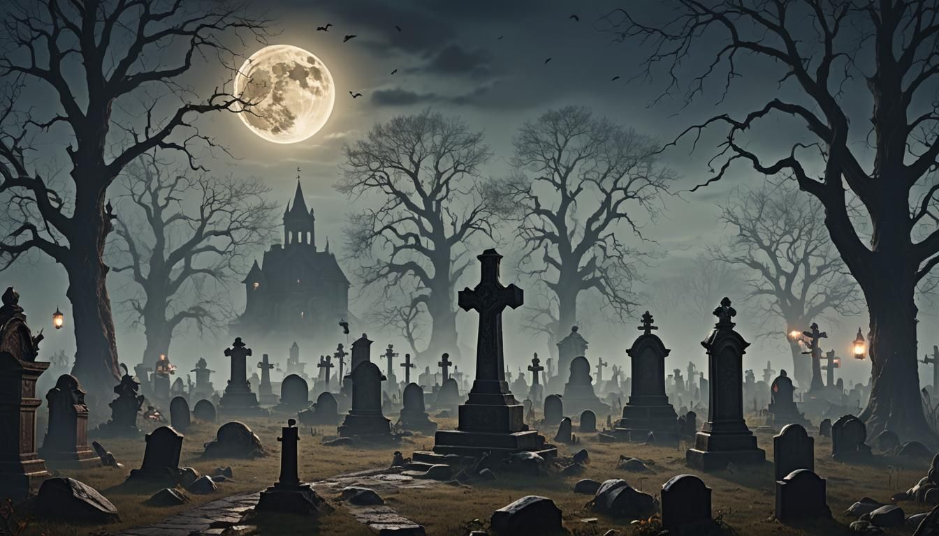 Graveyard of Ghouls in Mist: Digital Matte Painting