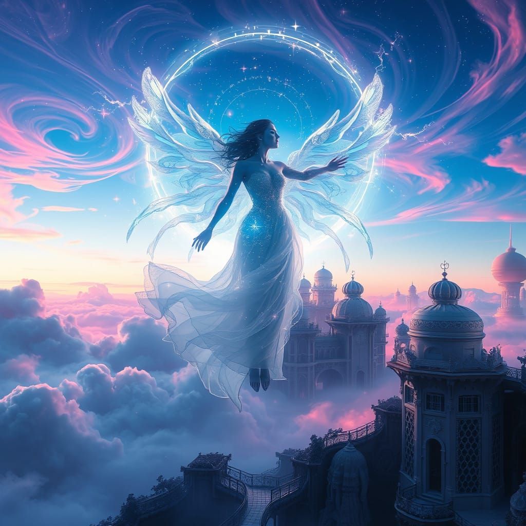 Ethereal Being in Dreamlike Landscape