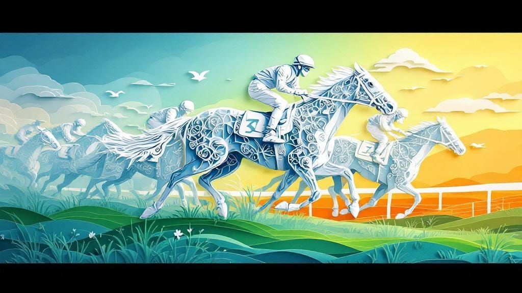 Jockey on Horse in Dimensional Papercraft Style