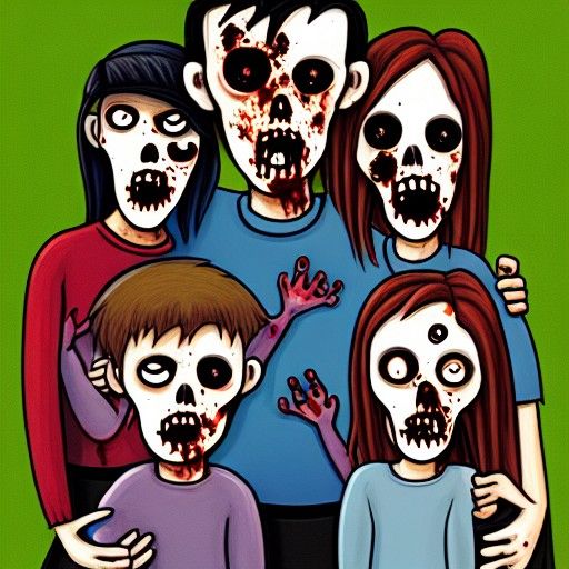 Zombie Family Portrait in Horror Style