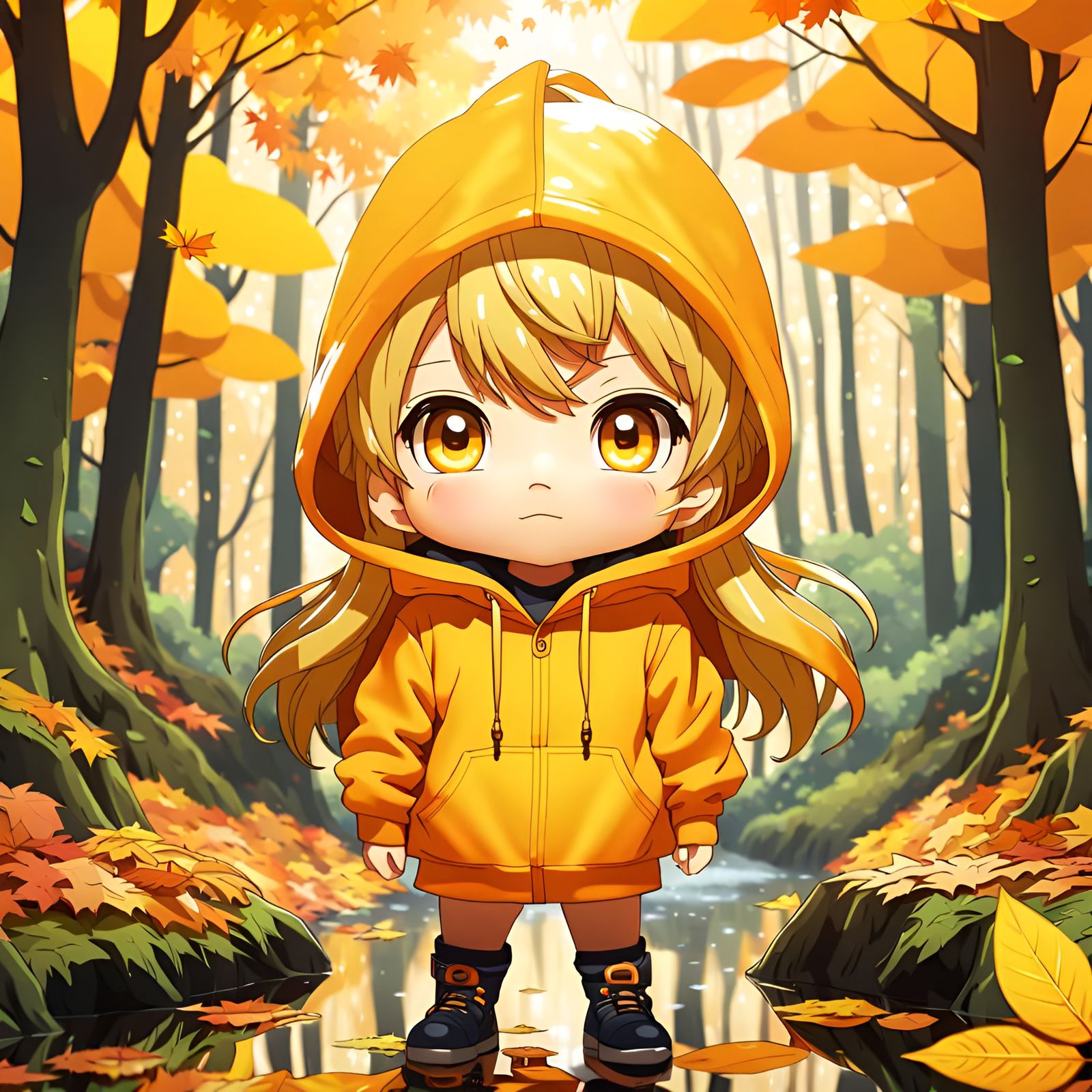 An Adorable Cute Little Girl in a Yellow Hoody