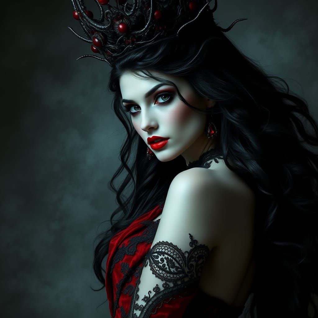 Ethereal Vampire Queen in Dark Gothic Elegance