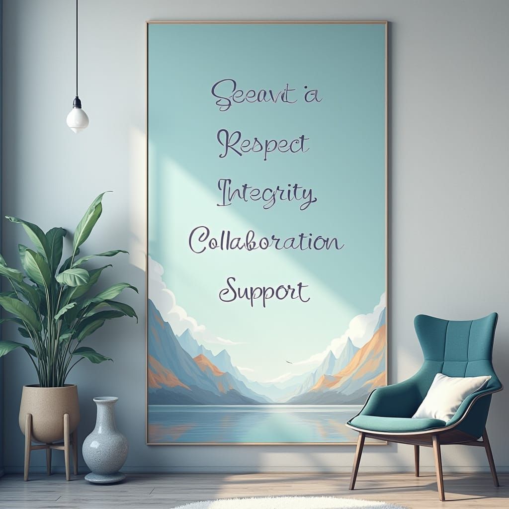 Vision Values Poster Wall Design in Deep, Matte Painting Aes...