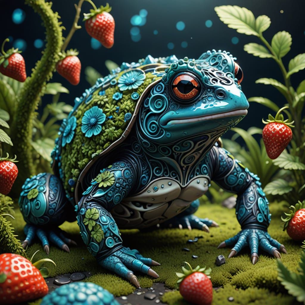 Fantastical Frog-Tortoise Creature with Expressive Eyes