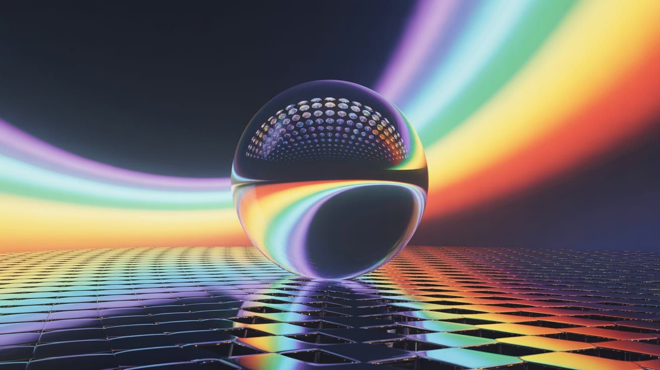 Prismatic Crystal Sphere Reflecting Rainbow Light