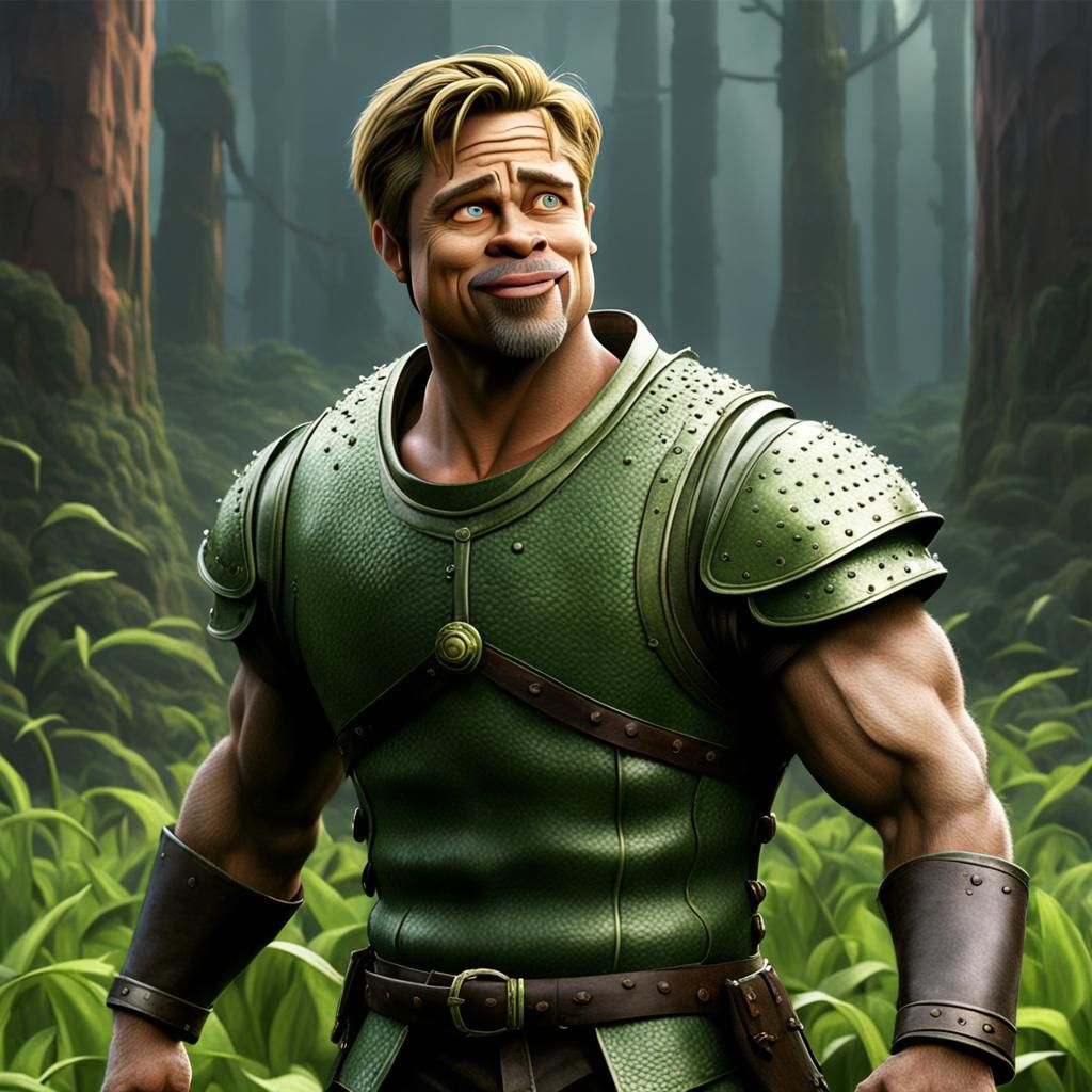 Shrek but it's Brad Pitt
