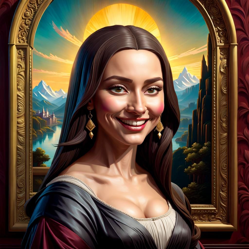 Mona Lisa Portrait with Exaggerated Smile