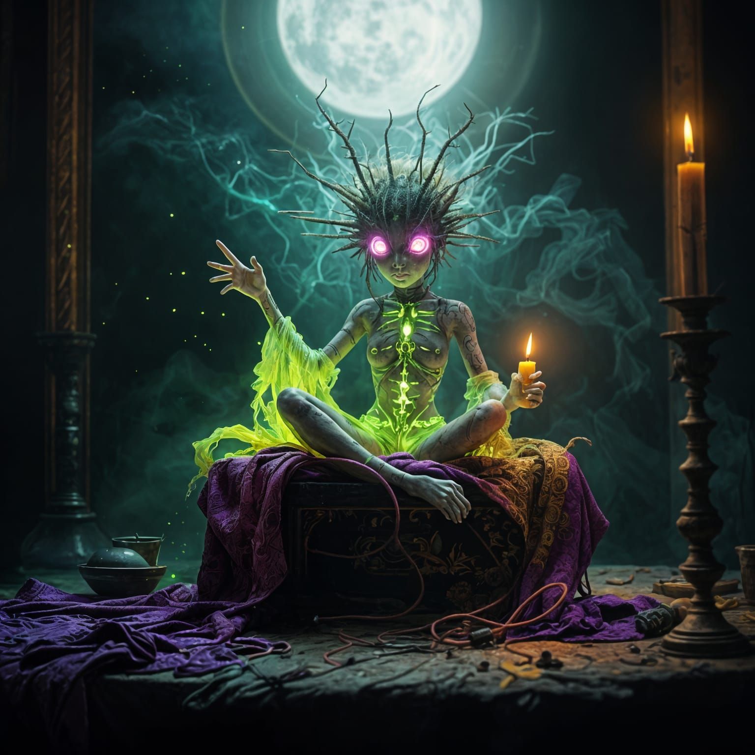 Glowing Voodoo Doll in Dark Fantasy Art