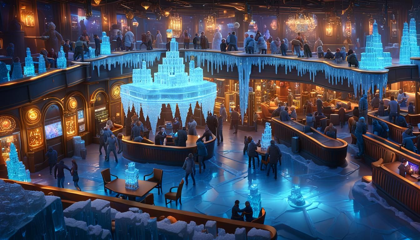 Vibrant Ice Club Bar in Detailed 3D Rendering
