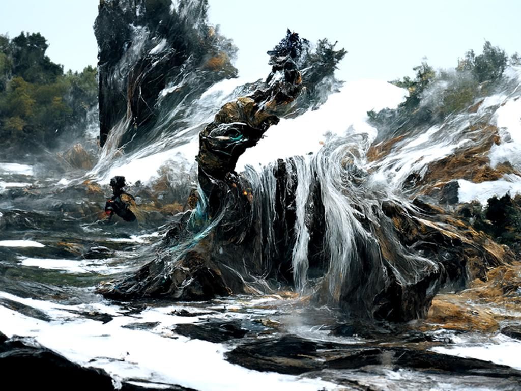 Ninja vs Water Elemental in Cel Shading Style