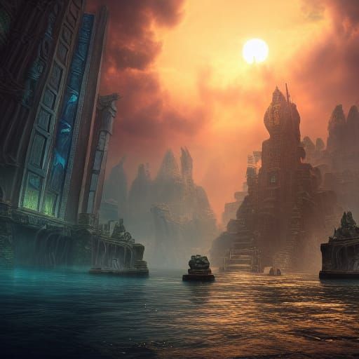 Underwater Lost City: Detailed Matte Painting