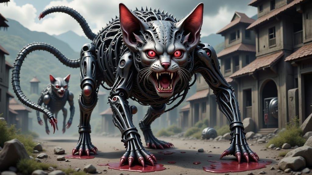 Cyborg Were-tiger Havoc in Old Western Village