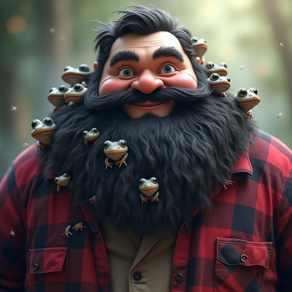 Rustic Gentleman Amidst Whimsical Creatures and Ethereal Vap...