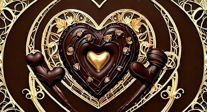 Decadent Chocolate Heart Cake in Art Deco Style