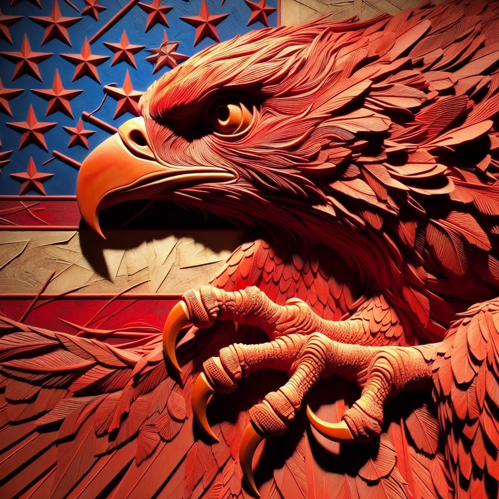 Red Kite Sculpture in Art Nouveau Style