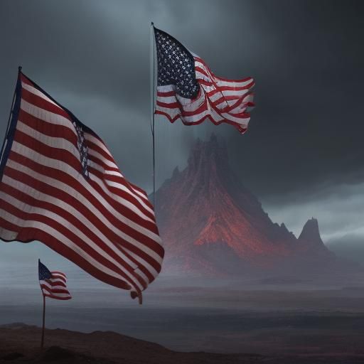 President Trump Portrait with USA Flag