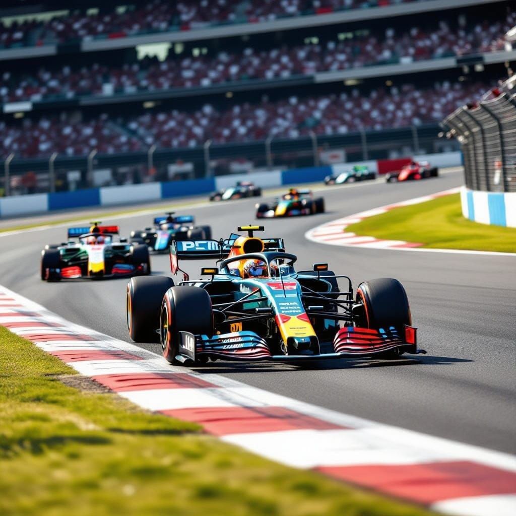 F1 Race Cars in Thrilling Near-Miss on Sharp Corner