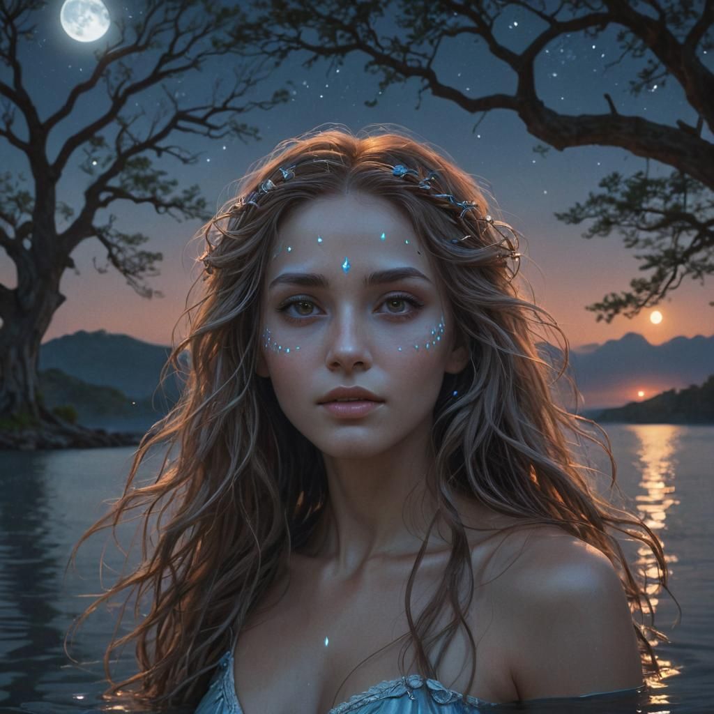 Ethereal Goddess and Tree of Life Fantasy Art