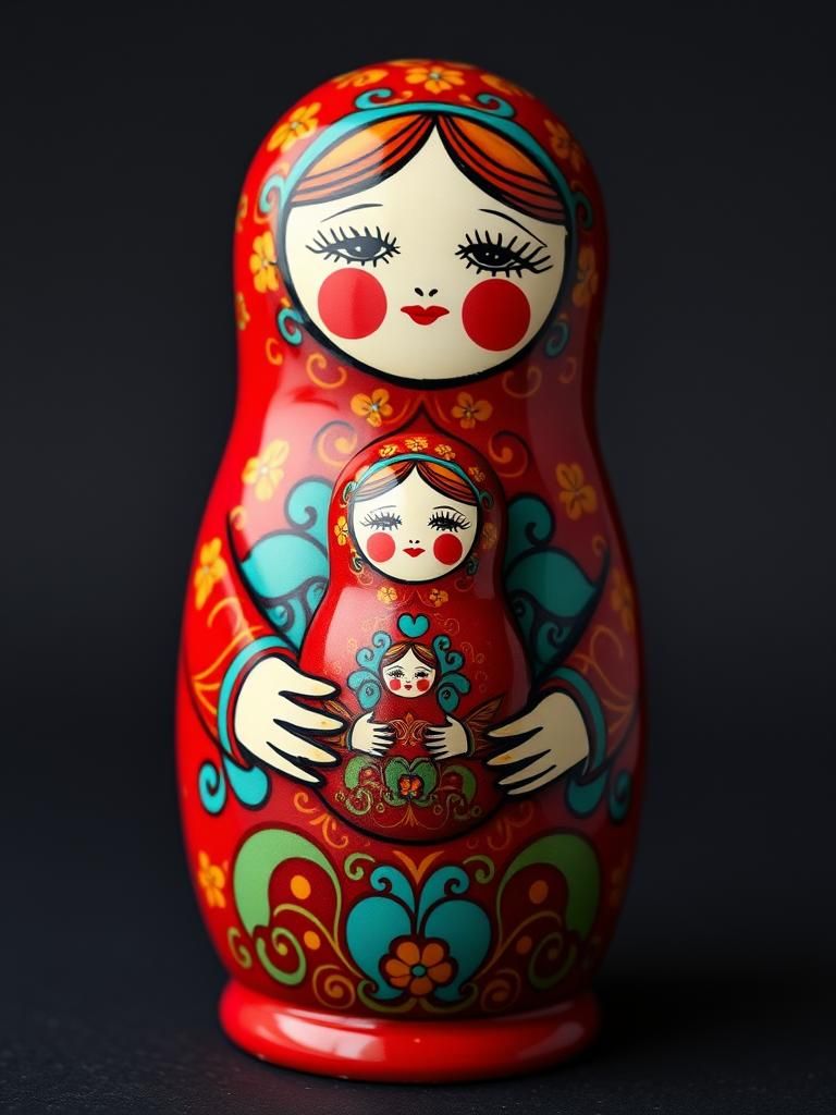 Colorful Russian Nesting Dolls as Enamel Art