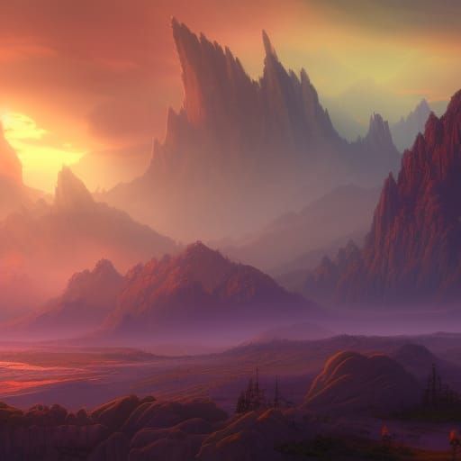 Fantastical Purple Sunset Concept Art