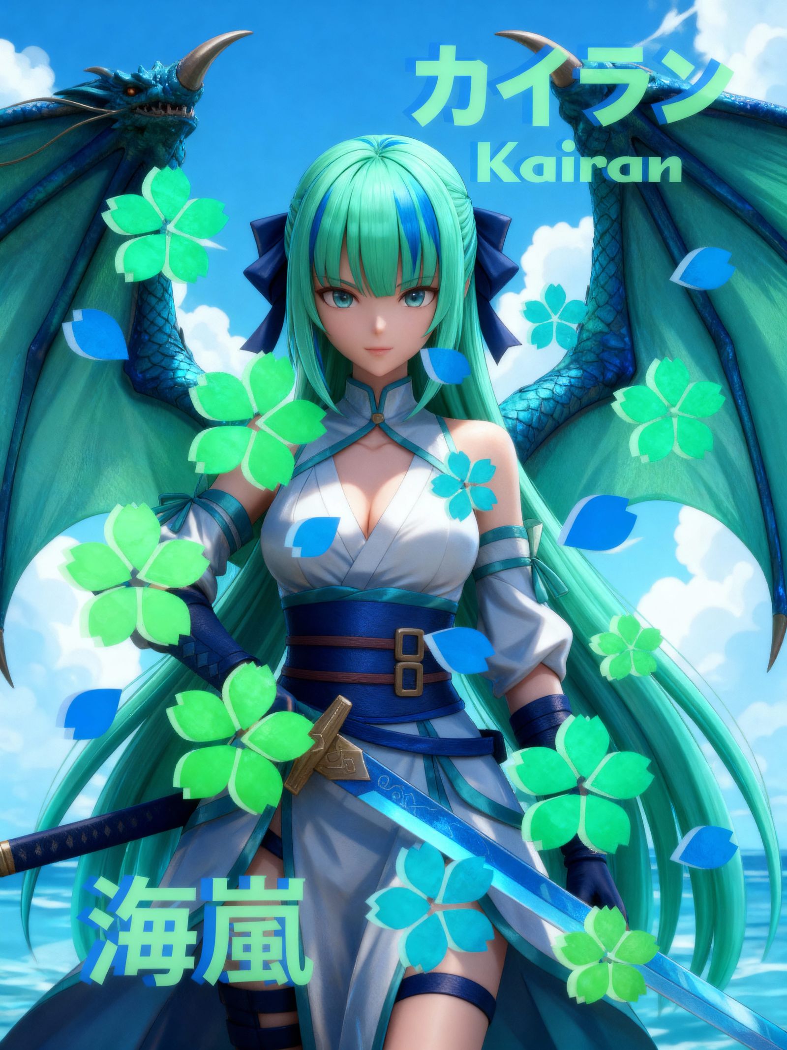Anime Woman with Dragon Wings and Katana