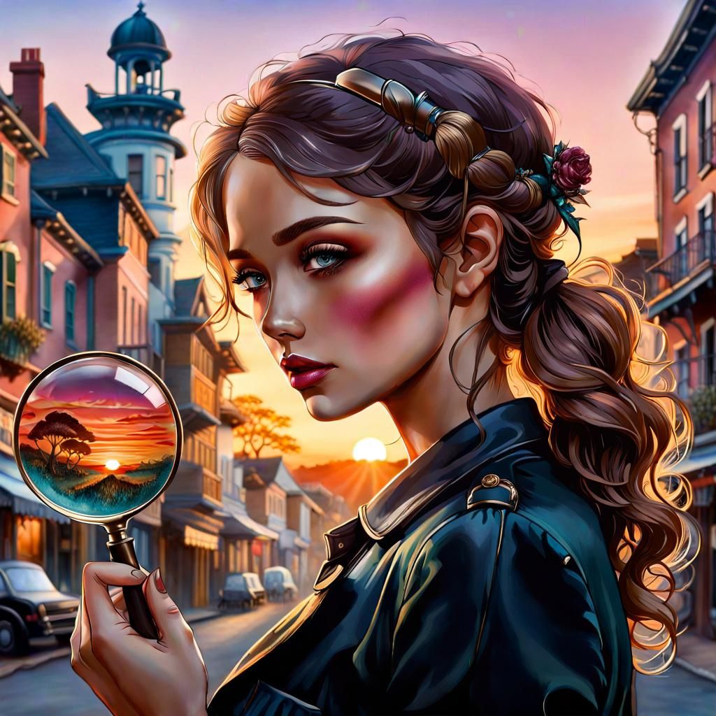 Silhouette Detective in London: Whimsical Fantasy Illustrati...