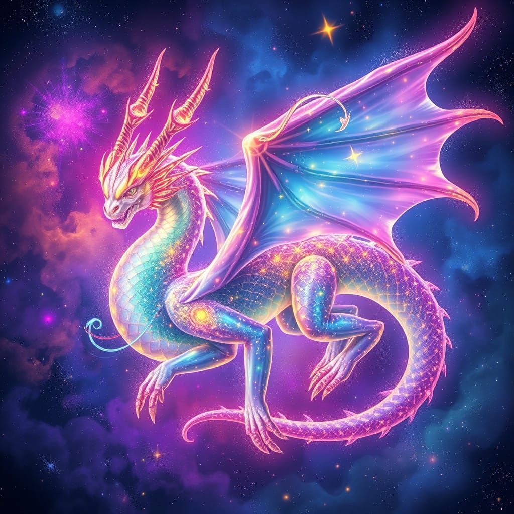 Celestial Wyrm in Nebula Glow