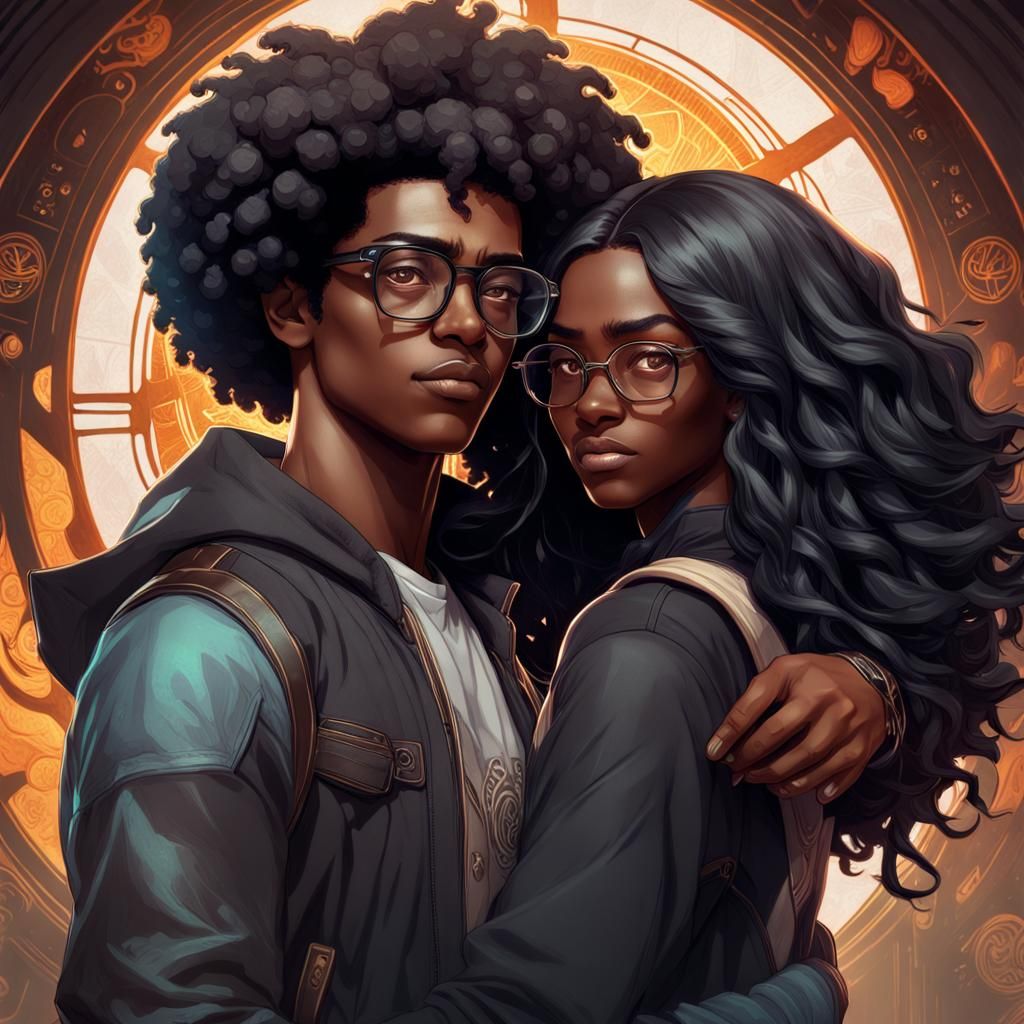 Teenage Couple Portrait in Artstation Style