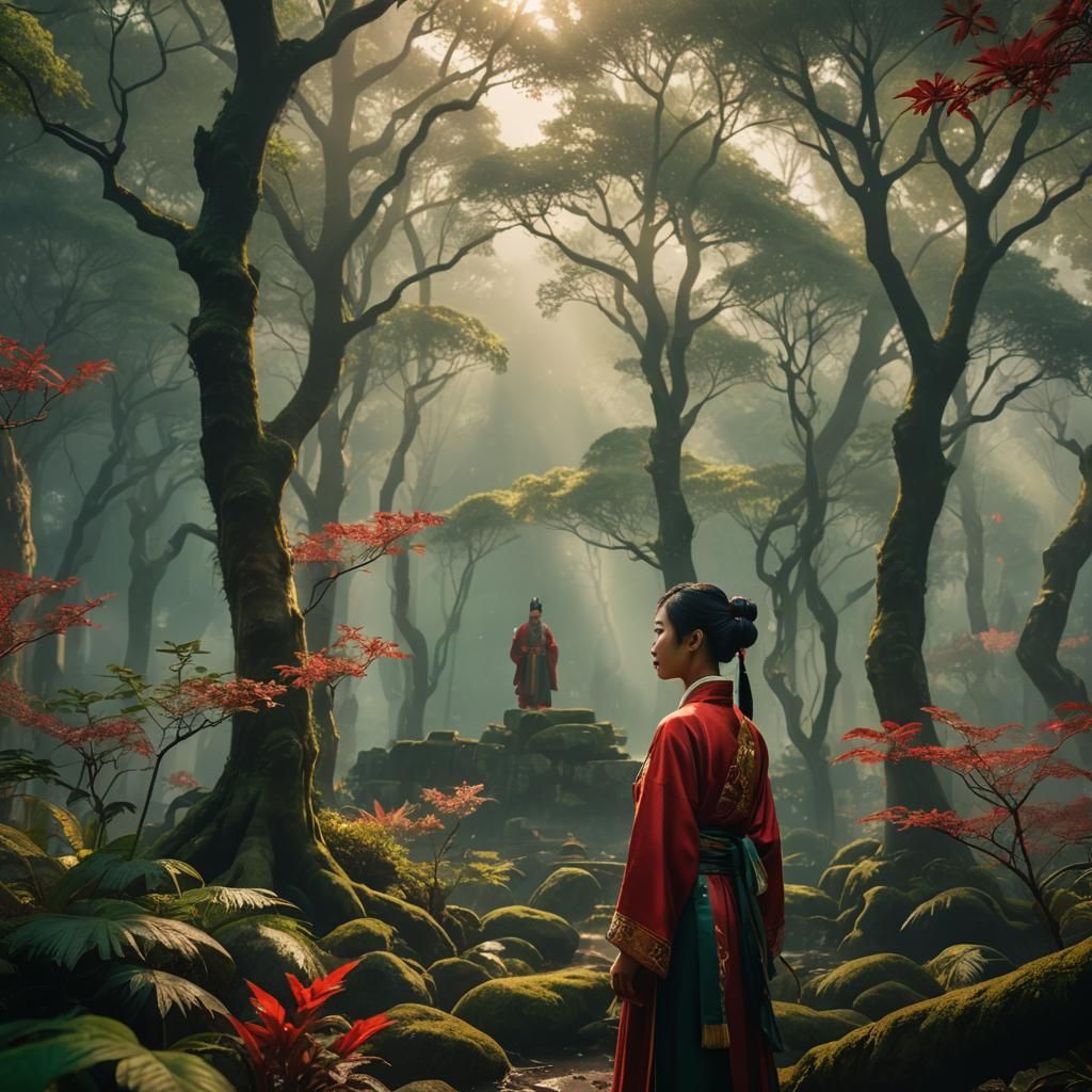 Mystical Chinese Forest Scene in 8k