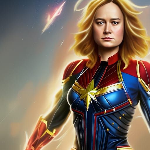 Captain Marvel Portrait in Digital Art Style