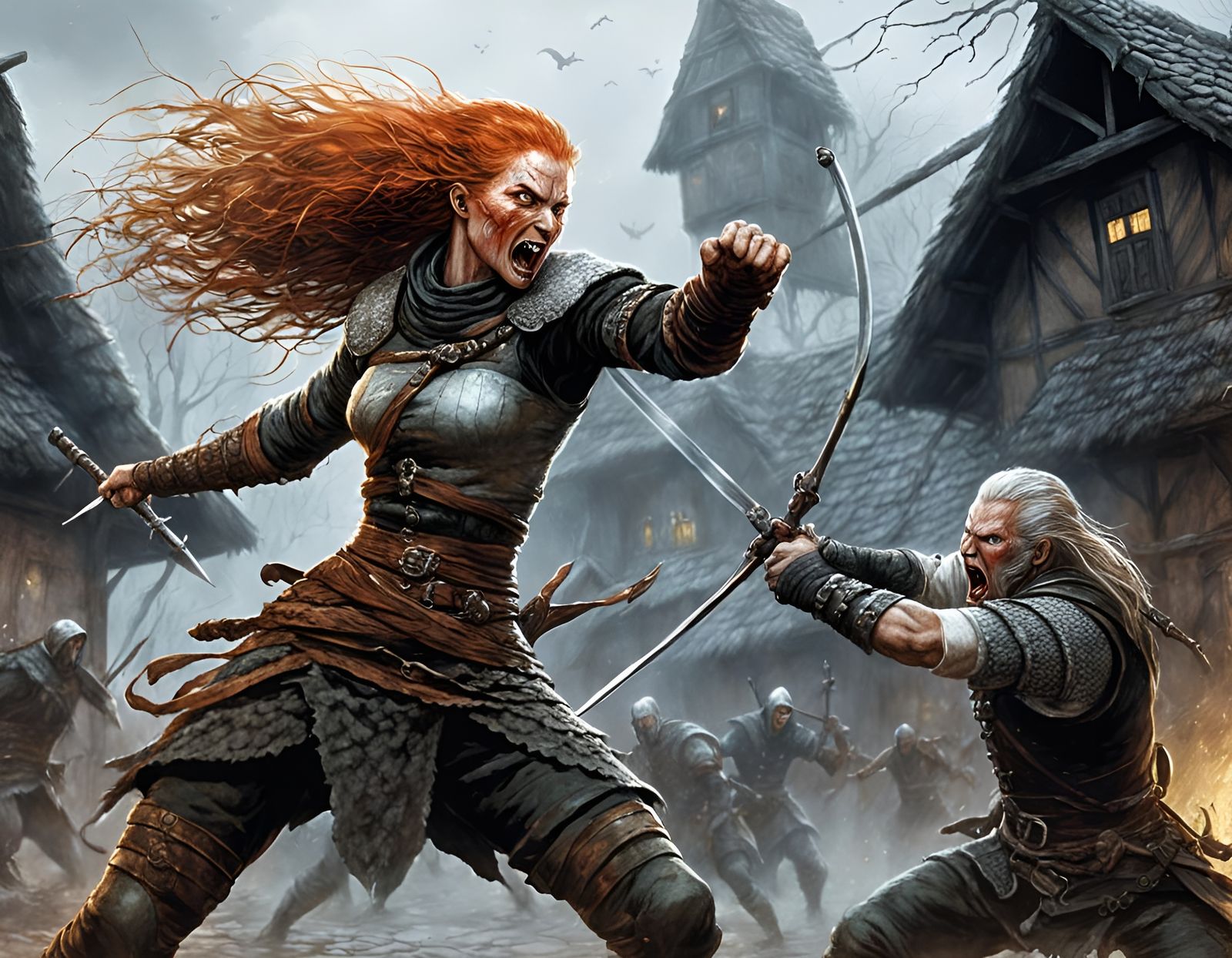 Ginger Adventuress Battles Witcher: Dark Fantasy Comic Art