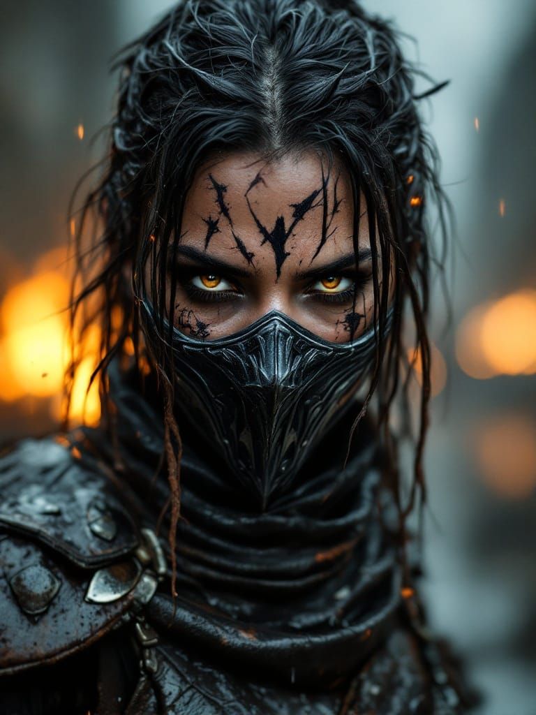 Battle-Hardened Assassin in Dark Leather Armor