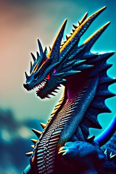 Mystical Dragon Portrait in Astral Cosmic Style